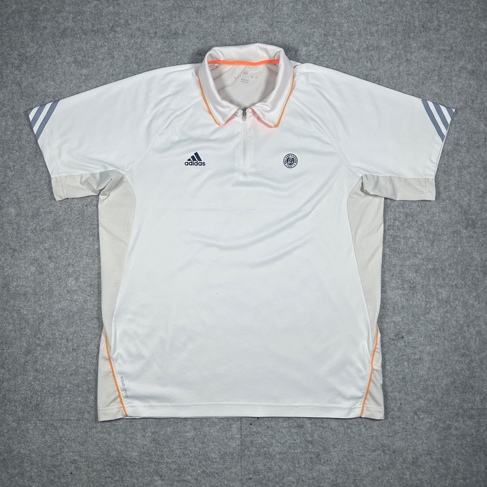Adidas Shirt Mens Large White Roland Garros Paris French Open Tennis Climacool
